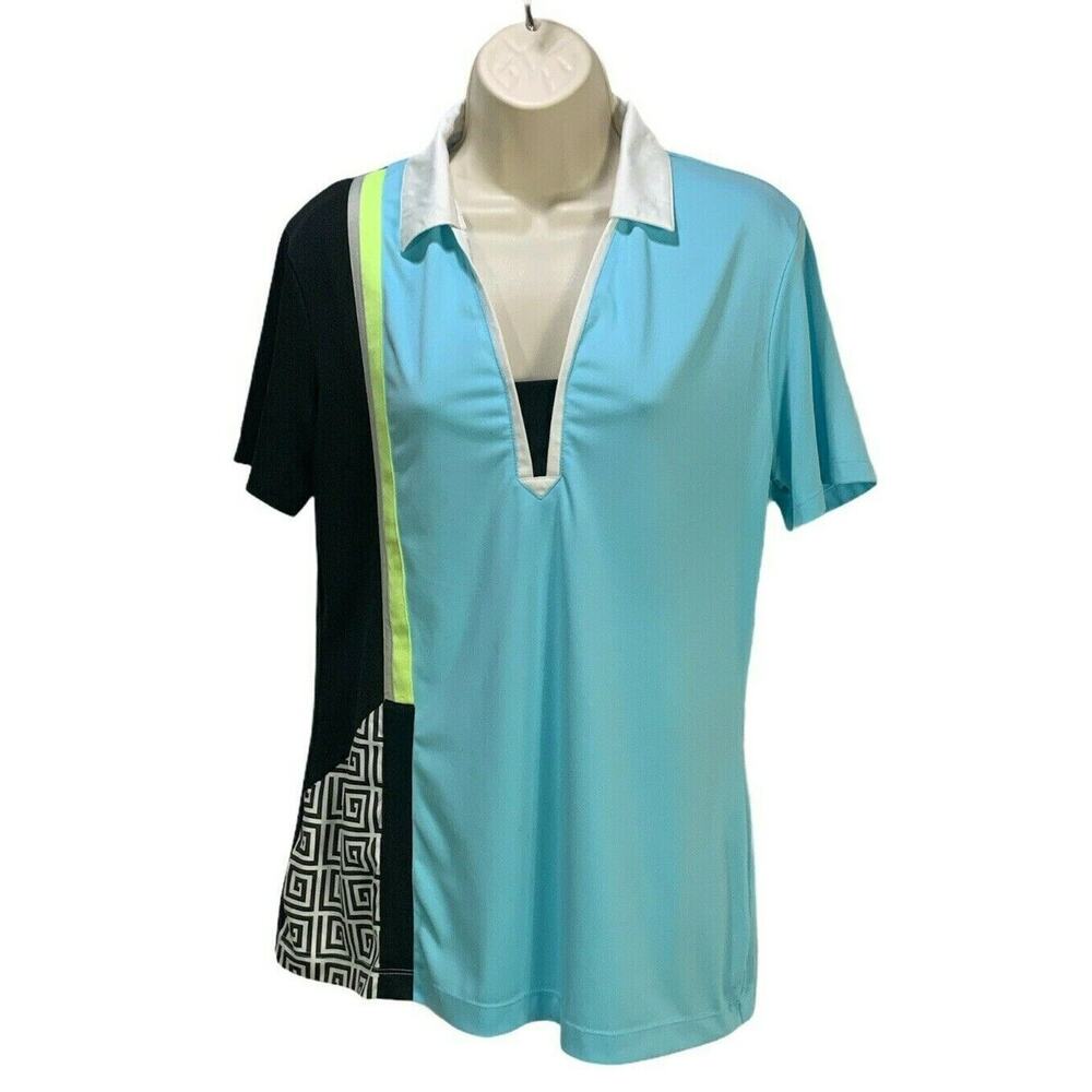 Cutter & Buck CB Drytec Womens  Golf Polo Shirt Medium Stretch V-Neck Collared